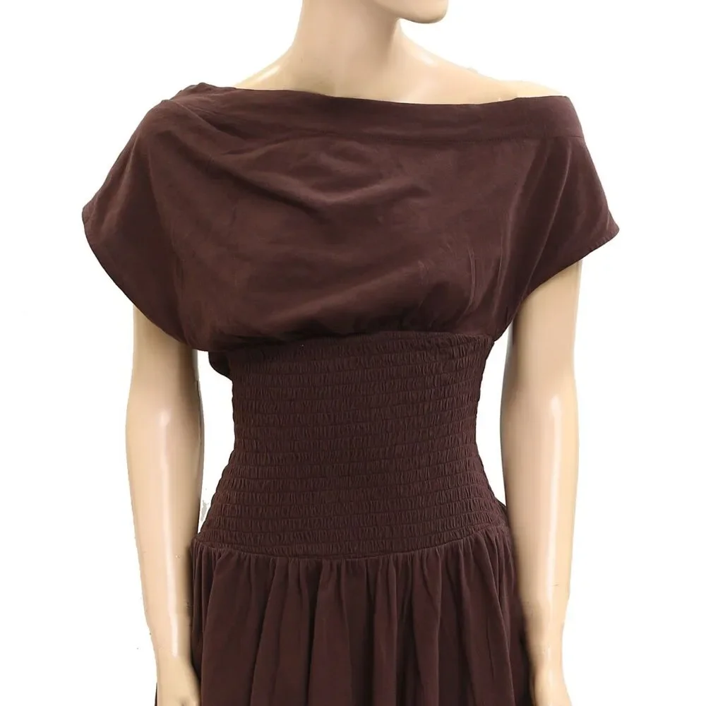 Free People Brown Off-Shoulder Mini Dress
